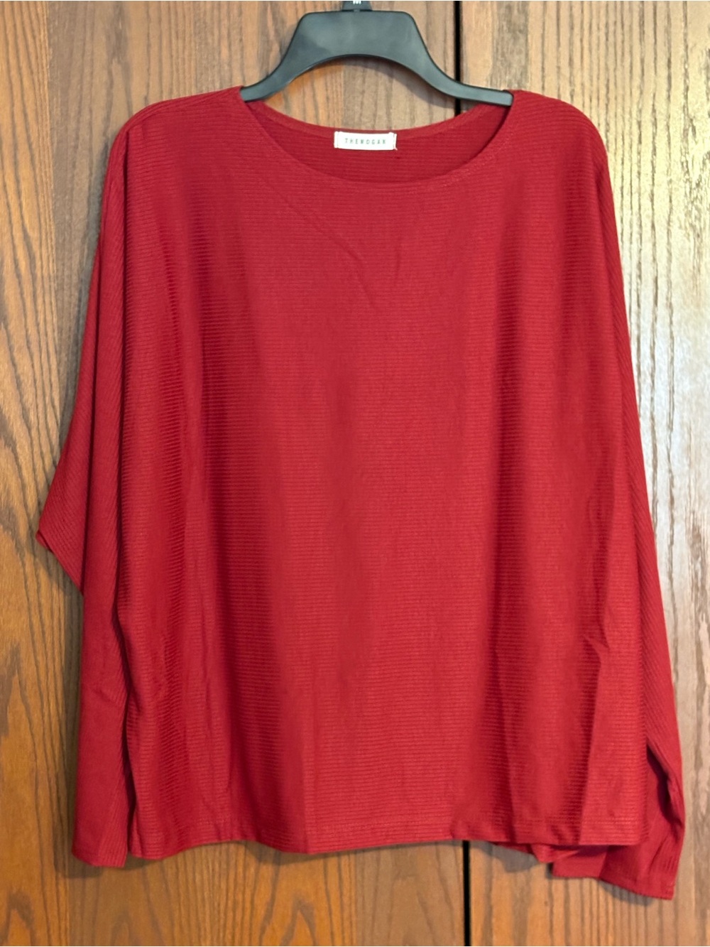 TheMogan Red Ribbed Knit Top 2XL long sleeve